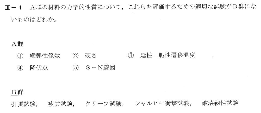 令和2年度技術士一次試験機械部門3-1