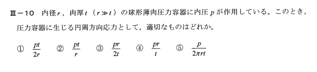 令和3年度技術士一次試験機械部門3-10