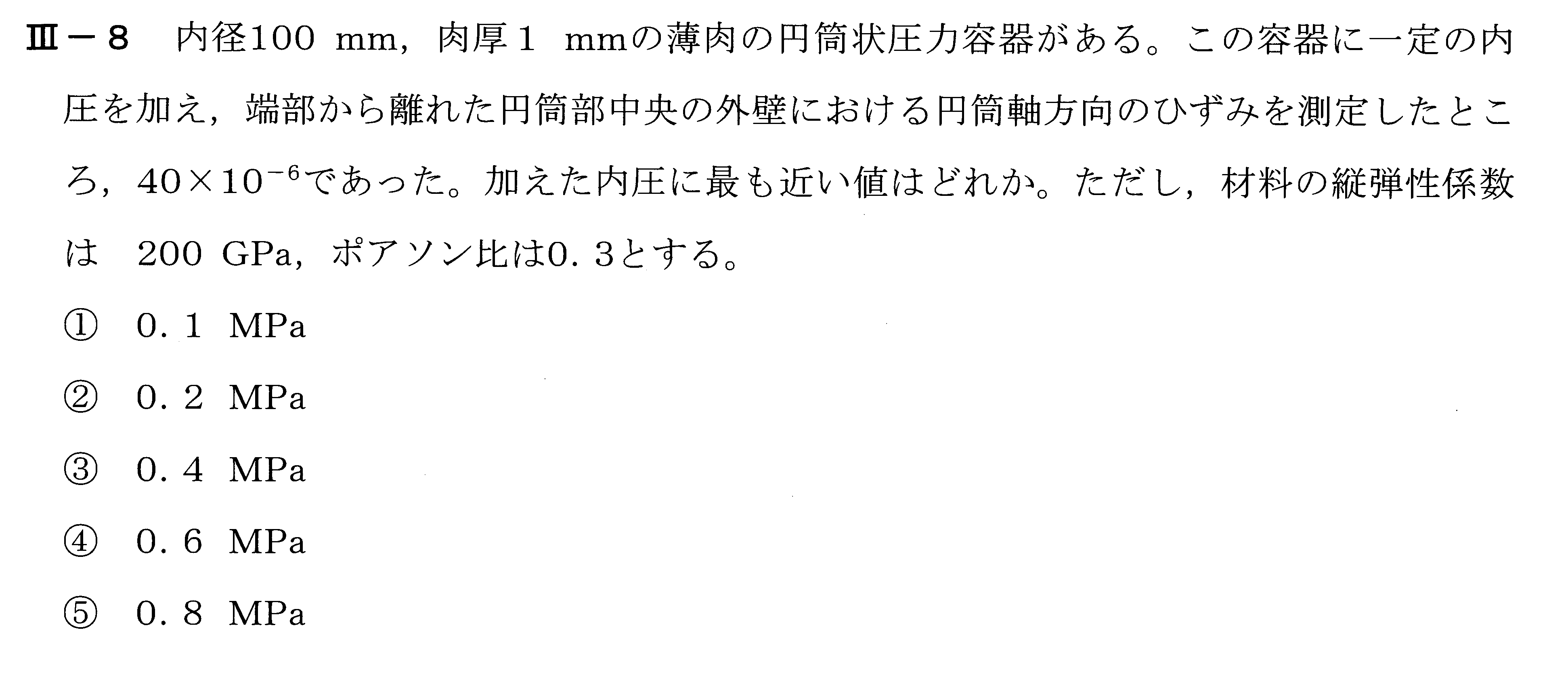 令和5年度技術士一次試験機械部門3-8