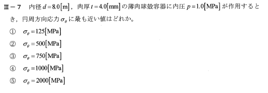 令和6年度技術士一次試験機械部門3-7